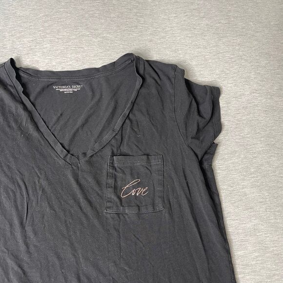 Victoria’s Secret V-Neck Love Script T-Shirt Slip Sleep Shirt PJ Dress - Picture 5 of 9